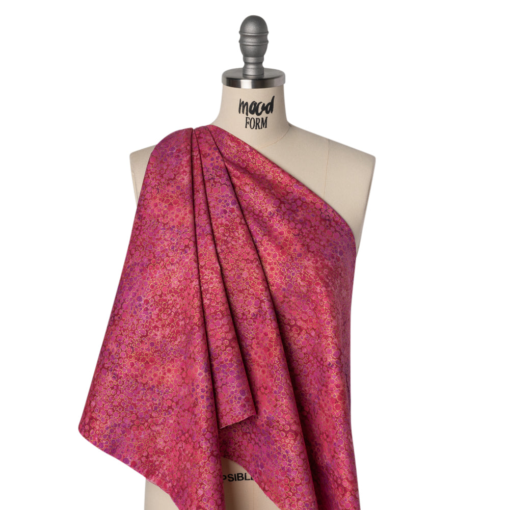 Metallic Printed Quilting Cotton by Northcott - Bubble Gum River Rocks - Shimmer Collection Drape
