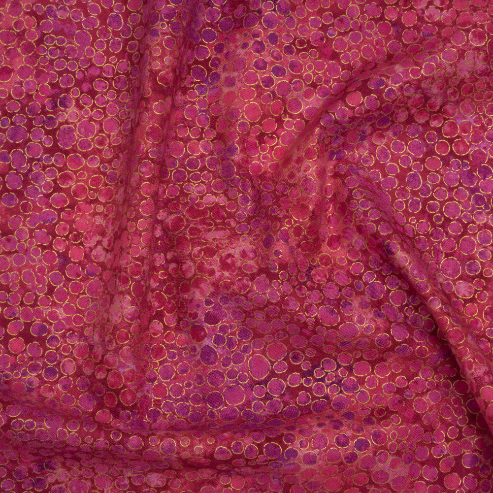 Metallic Printed Quilting Cotton by Northcott - Bubble Gum River Rocks - Shimmer Collection