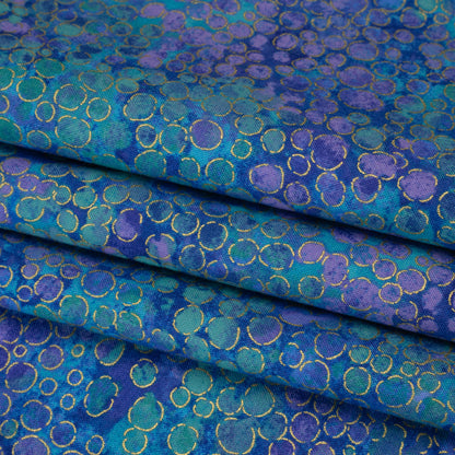 Metallic Printed Quilting Cotton by Northcott - Deep Sea River Rocks - Shimmer Collection Folded