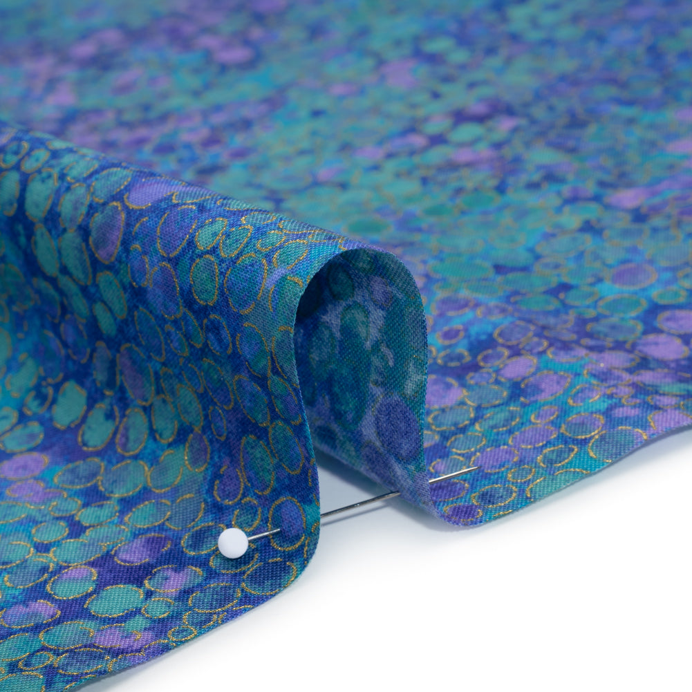 Metallic Printed Quilting Cotton by Northcott - Deep Sea River Rocks - Shimmer Collection Detail