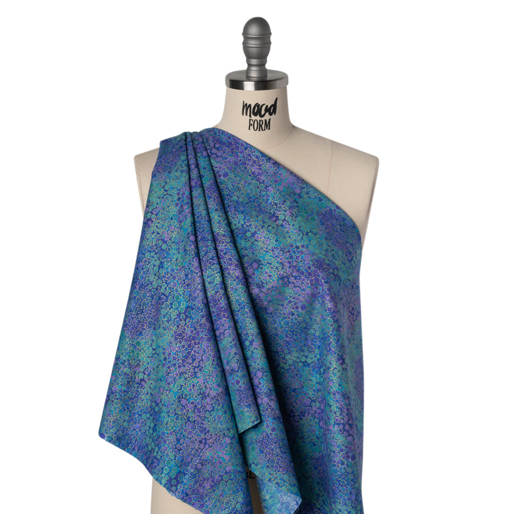 Metallic Printed Quilting Cotton by Northcott - Deep Sea River Rocks - Shimmer Collection Drape
