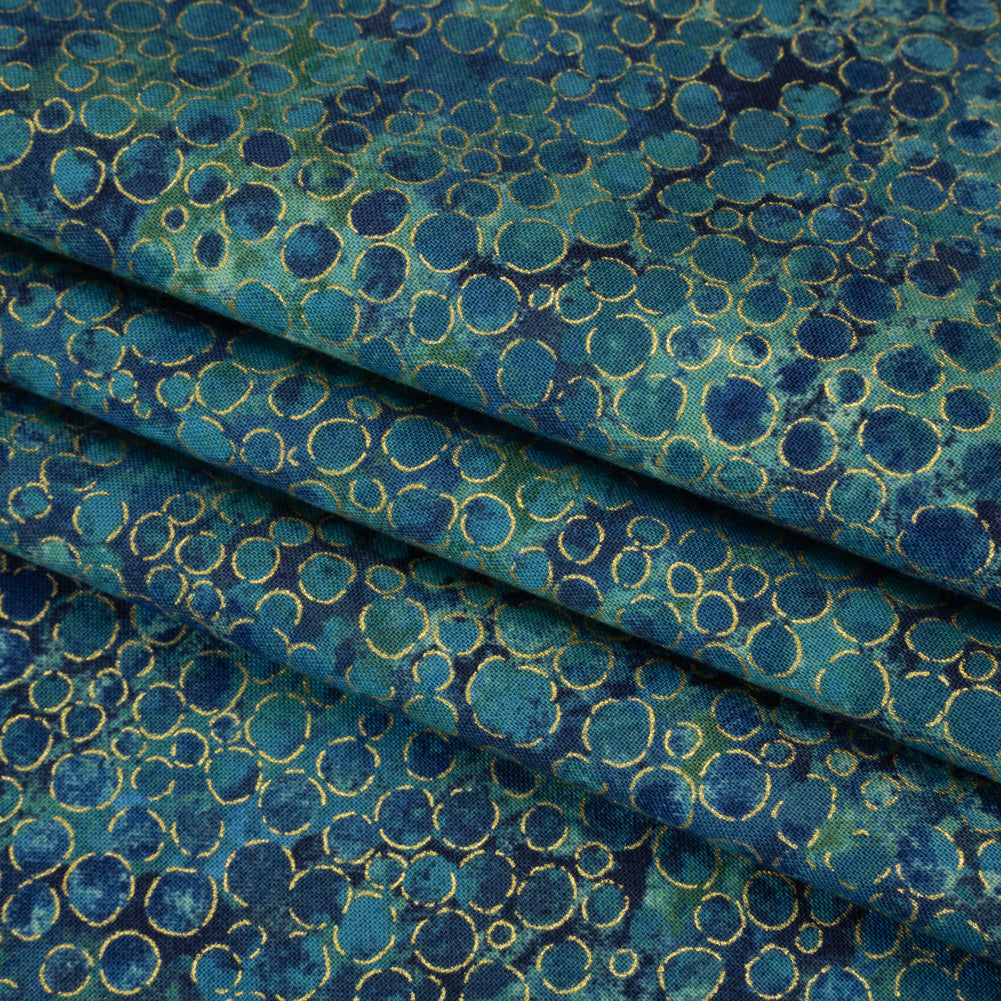 Metallic Printed Quilting Cotton by Northcott - Dusk River Rocks - Shimmer Collection Folded