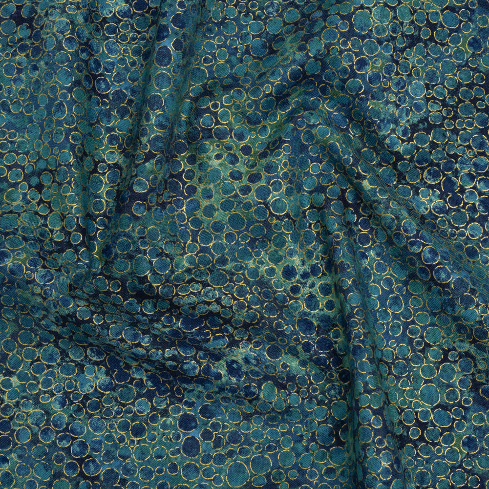 Metallic Printed Quilting Cotton by Northcott - Dusk River Rocks - Shimmer Collection