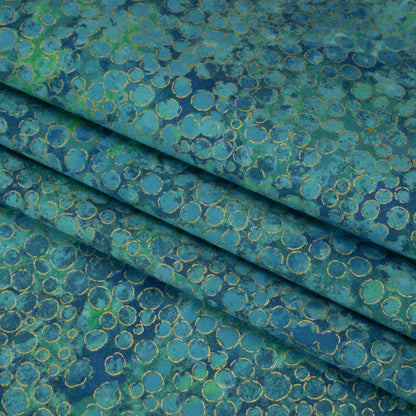 Metallic Printed Quilting Cotton by Northcott - Lagoon River Rocks - Shimmer Collection Folded