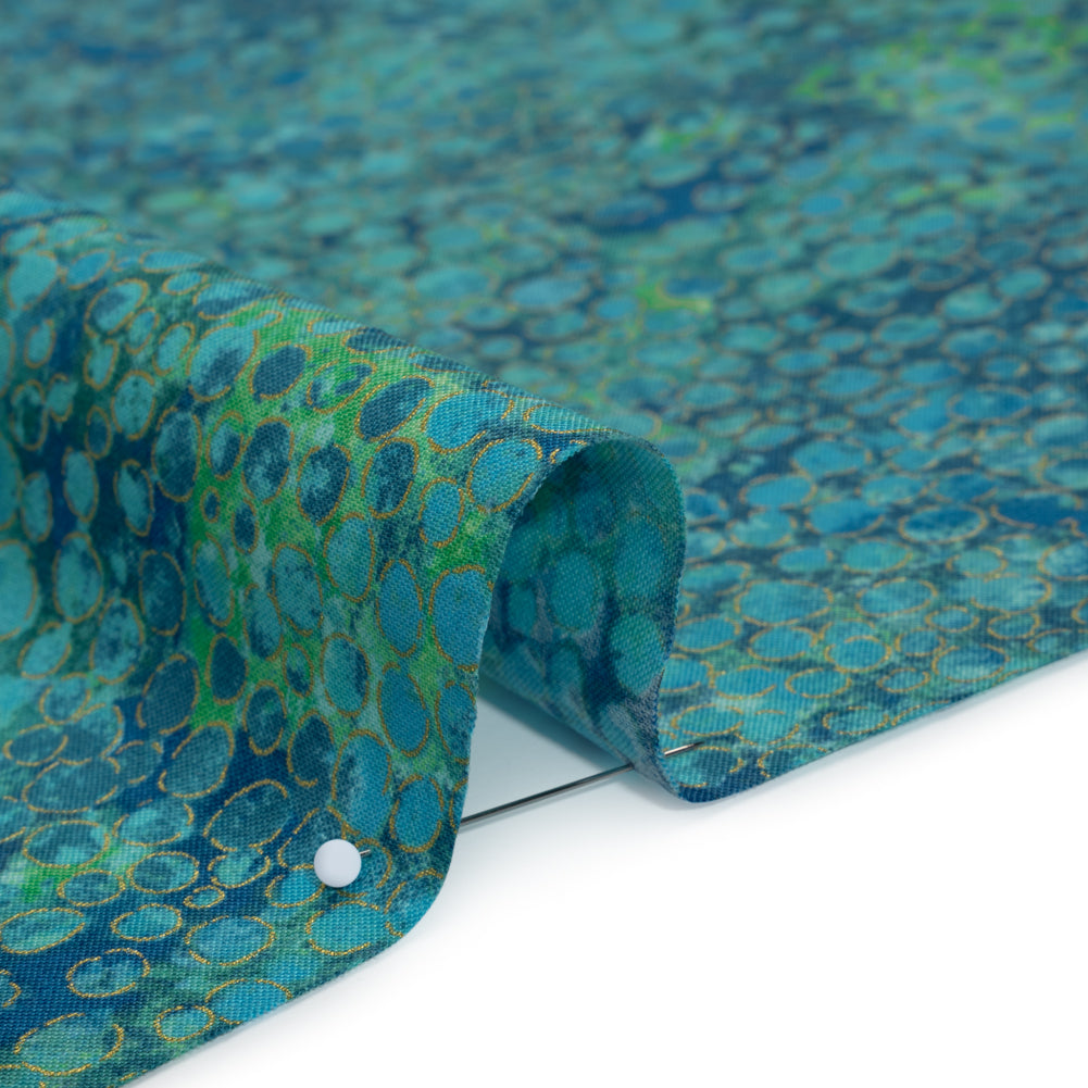 Metallic Printed Quilting Cotton by Northcott - Lagoon River Rocks - Shimmer Collection Detail