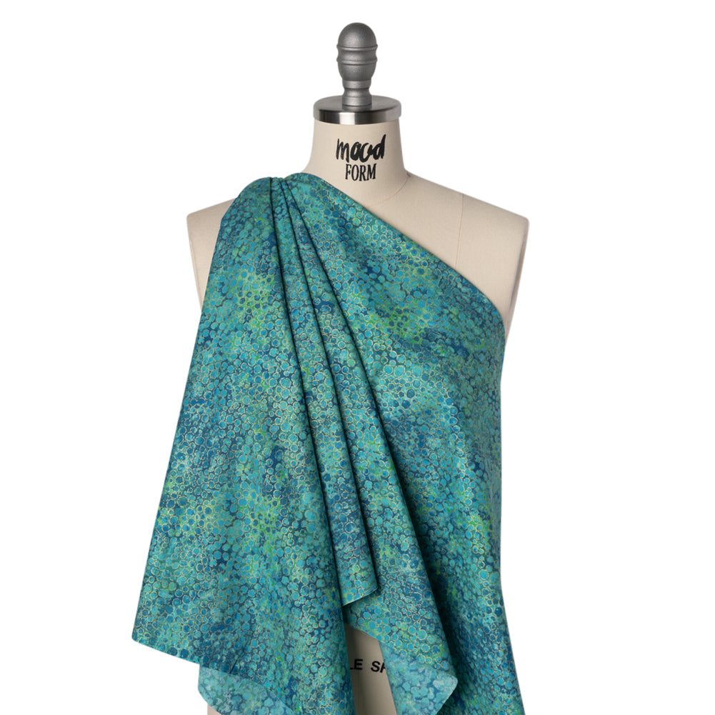 Metallic Printed Quilting Cotton by Northcott - Lagoon River Rocks - Shimmer Collection Drape