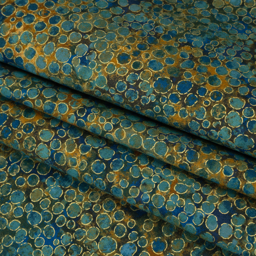 Metallic Printed Quilting Cotton by Northcott - Dawn River Rocks - Shimmer Collection Folded