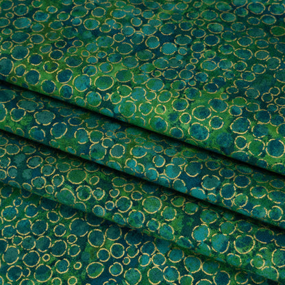 Metallic Printed Quilting Cotton by Northcott - Peacock River Rocks - Shimmer Collection Folded