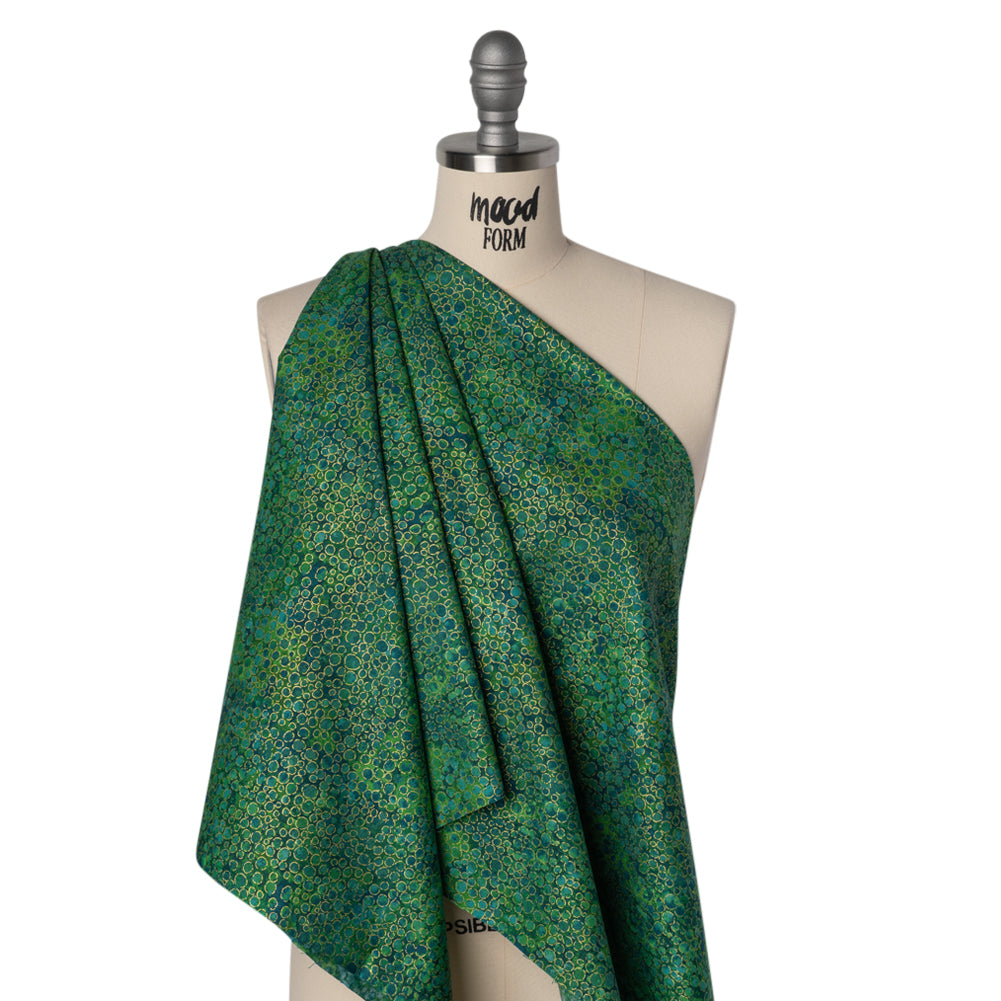 Metallic Printed Quilting Cotton by Northcott - Peacock River Rocks - Shimmer Collection Drape