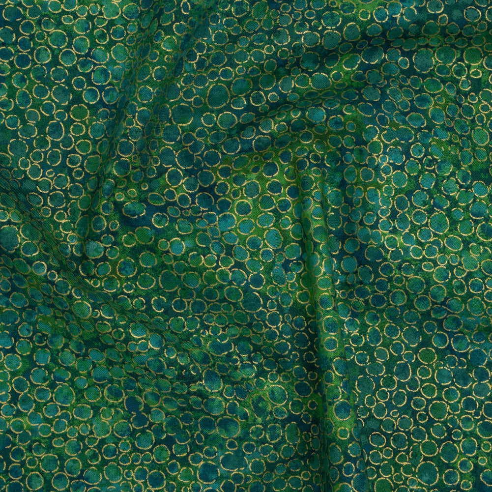 Metallic Printed Quilting Cotton by Northcott - Peacock River Rocks - Shimmer Collection