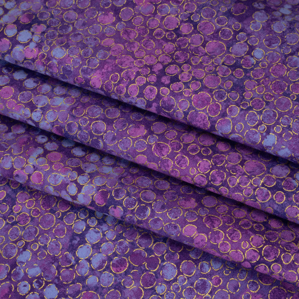 Metallic Printed Quilting Cotton by Northcott - Pansy River Rocks - Shimmer Collection Folded