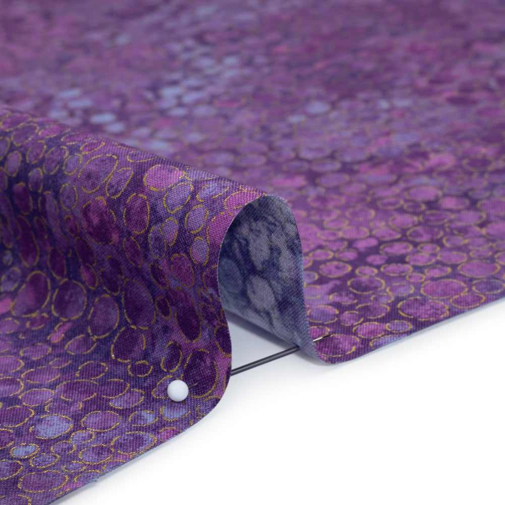 Metallic Printed Quilting Cotton by Northcott - Pansy River Rocks - Shimmer Collection Detail