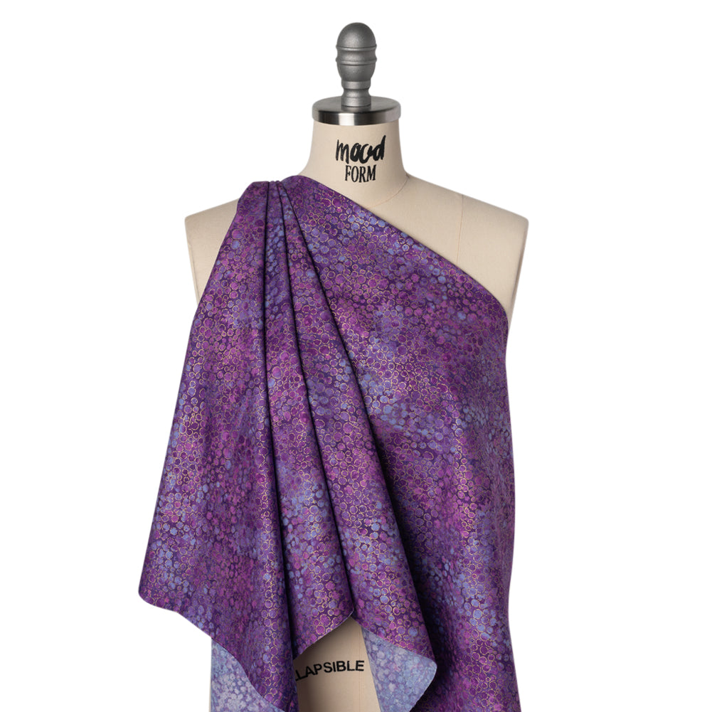 Metallic Printed Quilting Cotton by Northcott - Pansy River Rocks - Shimmer Collection Drape