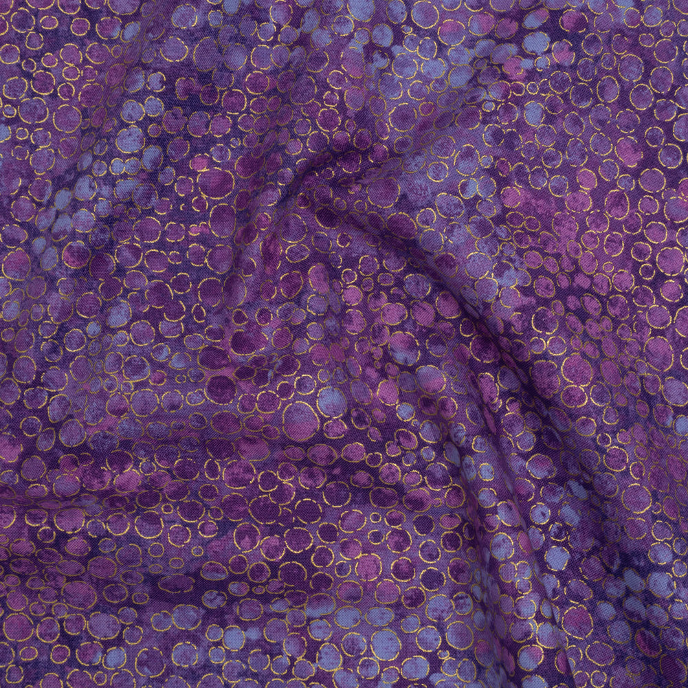 Metallic Printed Quilting Cotton by Northcott - Pansy River Rocks - Shimmer Collection