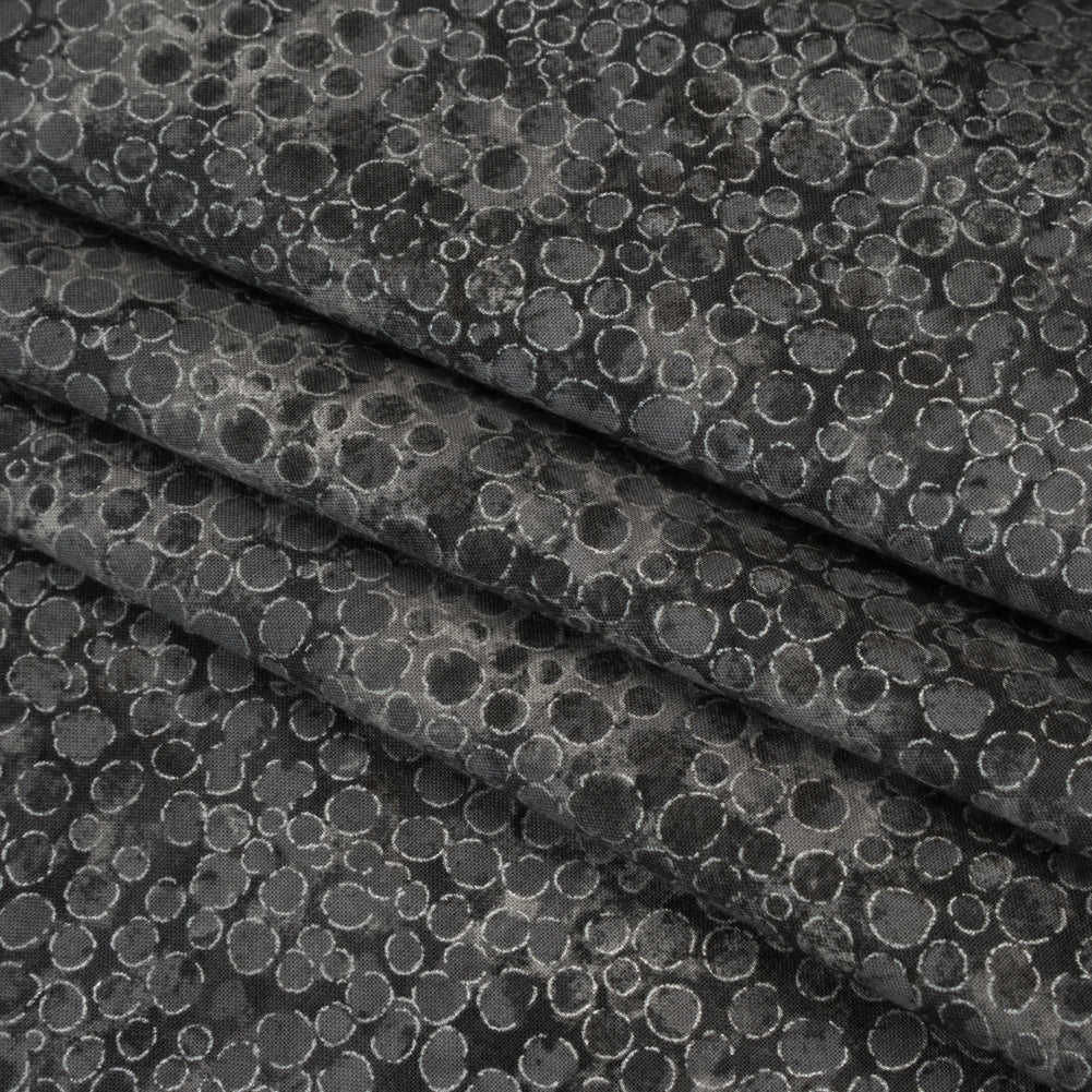 Metallic Printed Quilting Cotton by Northcott - City Fog River Rocks - Shimmer Collection Folded