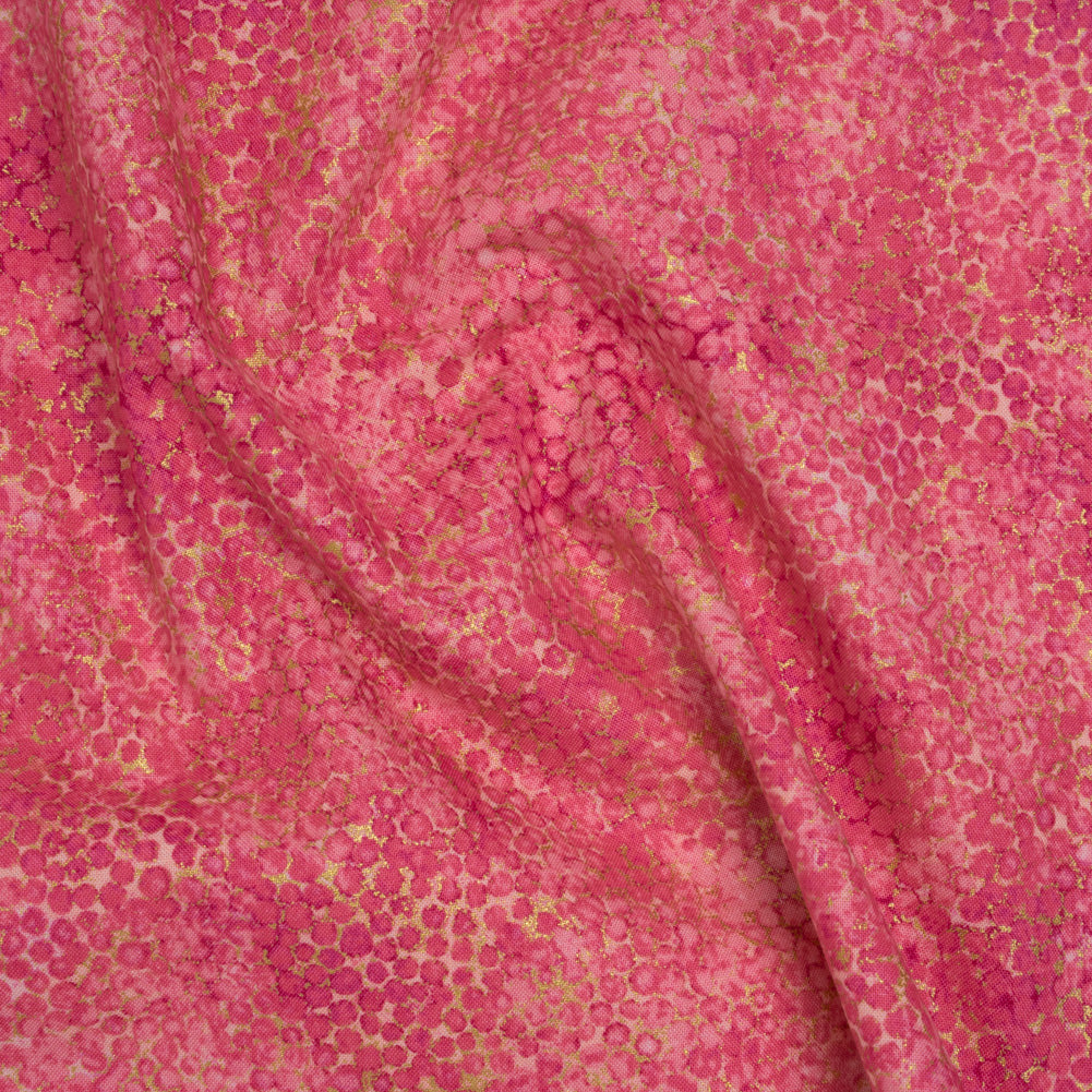 Metallic Printed Quilting Cotton by Northcott - Bubble Gum Pebbles - Shimmer Collection