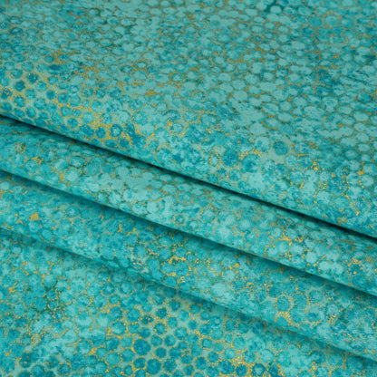 Metallic Printed Quilting Cotton by Northcott - Lagoon Pebbles - Shimmer Collection Folded