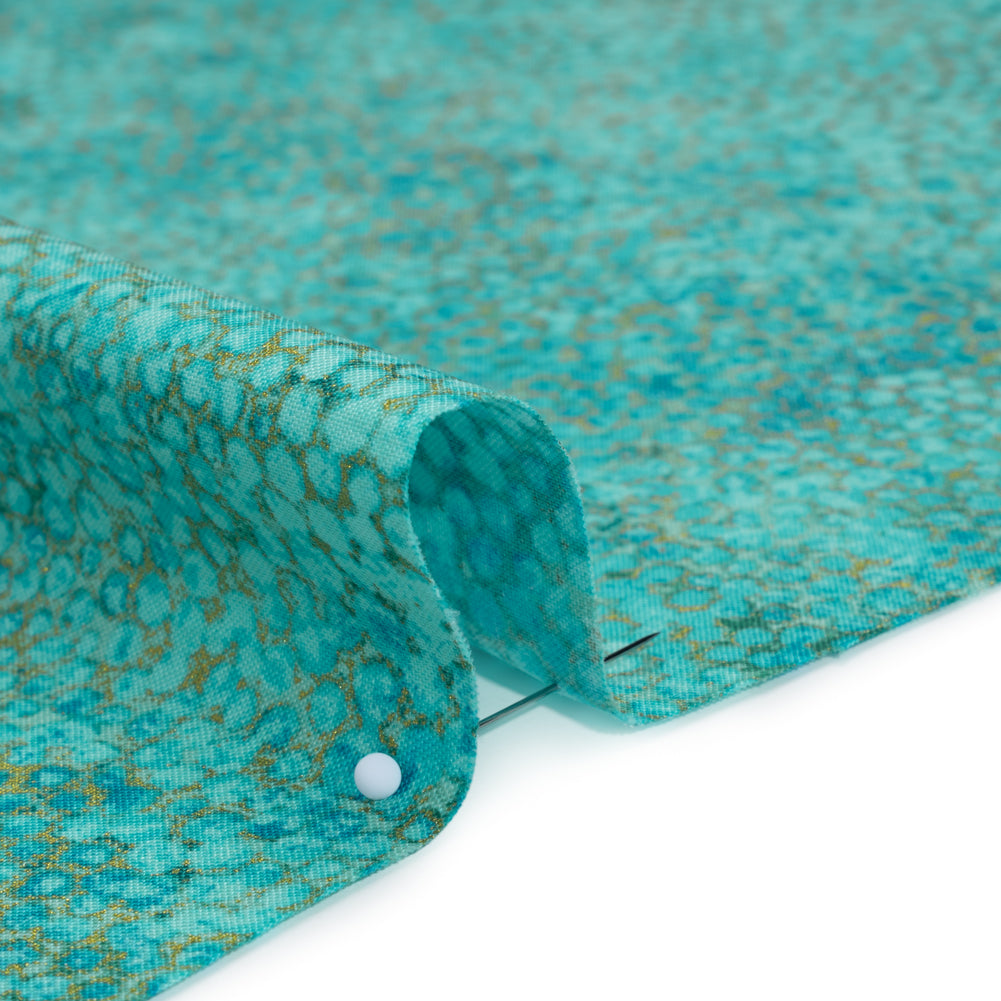 Metallic Printed Quilting Cotton by Northcott - Lagoon Pebbles - Shimmer Collection Detail