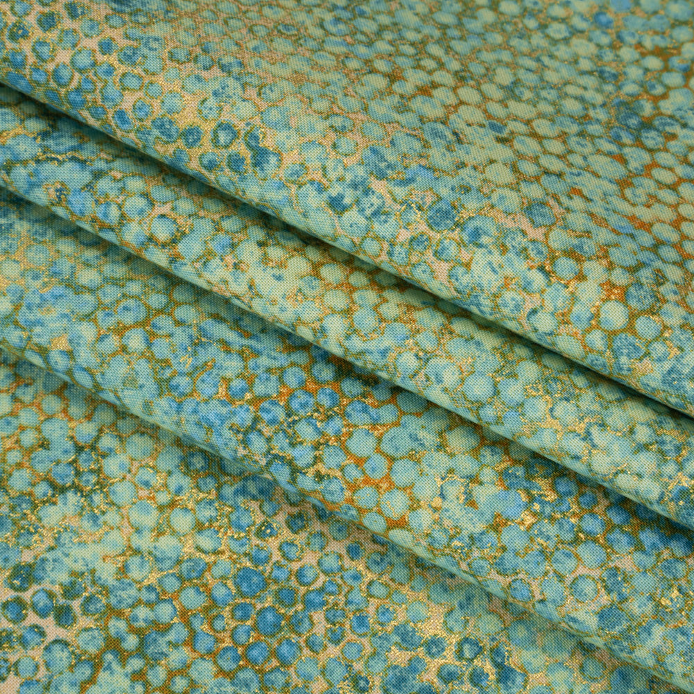 Metallic Printed Quilting Cotton by Northcott - Dawn Pebbles - Shimmer Collection Folded