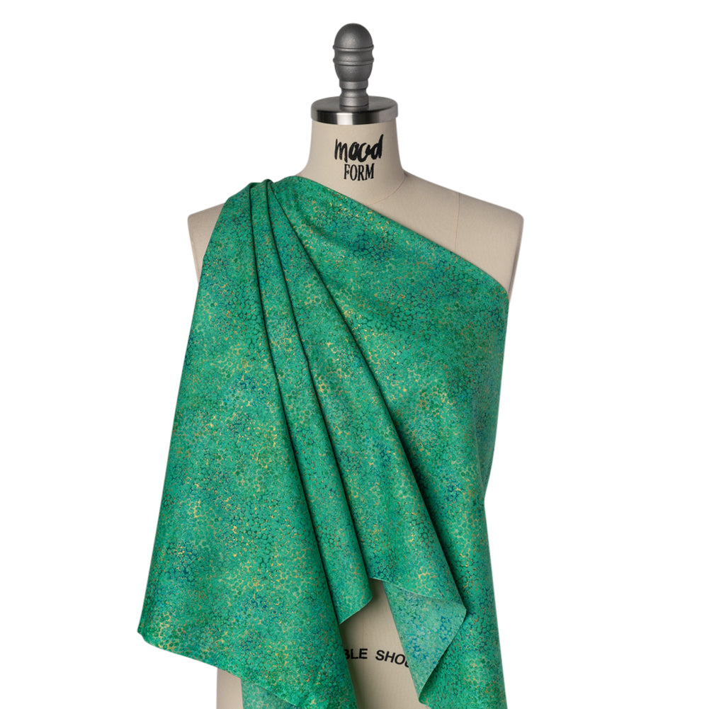 Metallic Printed Quilting Cotton by Northcott - Peacock Pebbles - Shimmer Collection Drape