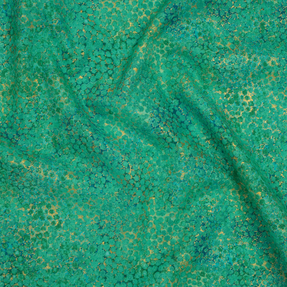 Metallic Printed Quilting Cotton by Northcott - Peacock Pebbles - Shimmer Collection