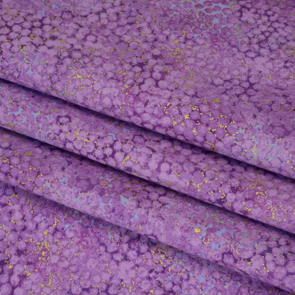 Metallic Printed Quilting Cotton by Northcott - Pansy Pebbles - Shimmer Collection Folded