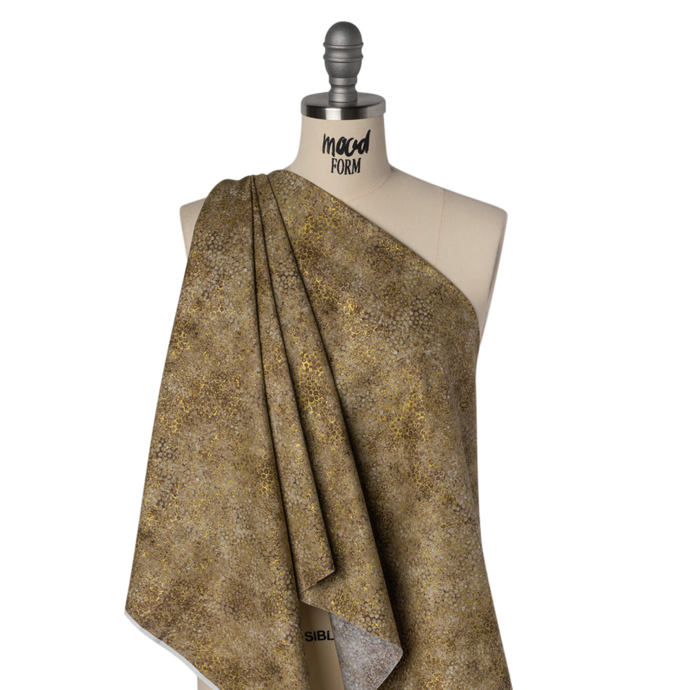 Metallic Printed Quilting Cotton by Northcott - Desert Sand Pebbles - Shimmer Collection Drape
