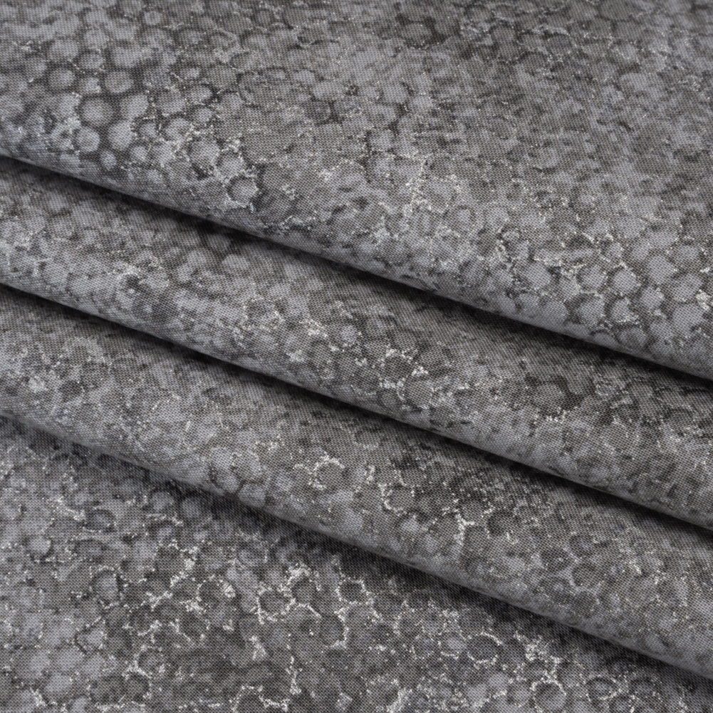 Metallic Printed Quilting Cotton by Northcott - City Fog Pebbles - Shimmer Collection Folded