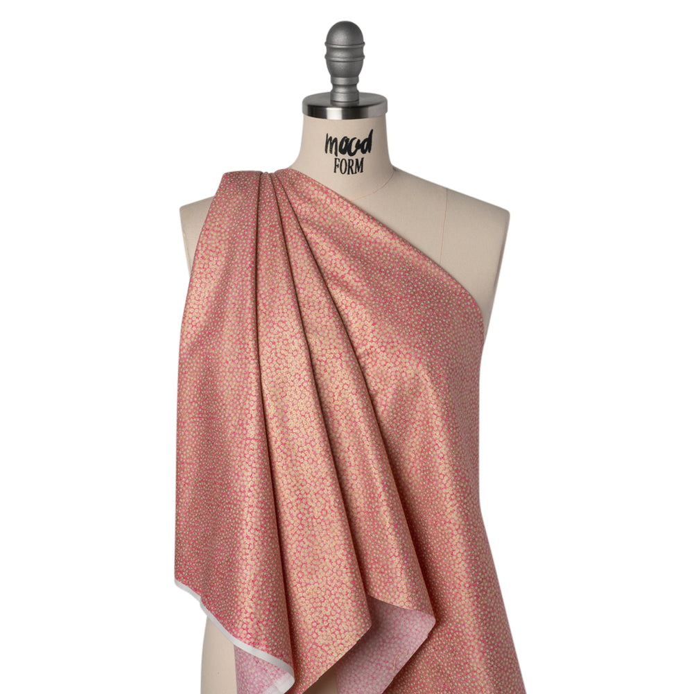 Metallic Printed Quilting Cotton by Northcott - Bubble Gum Tiny Dots - Shimmer Collection Drape