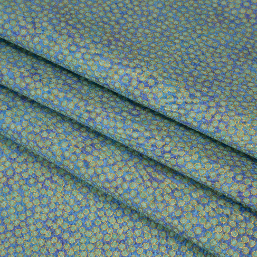Metallic Printed Quilting Cotton by Northcott - Deep Sea Tiny Dots - Shimmer Collection Folded