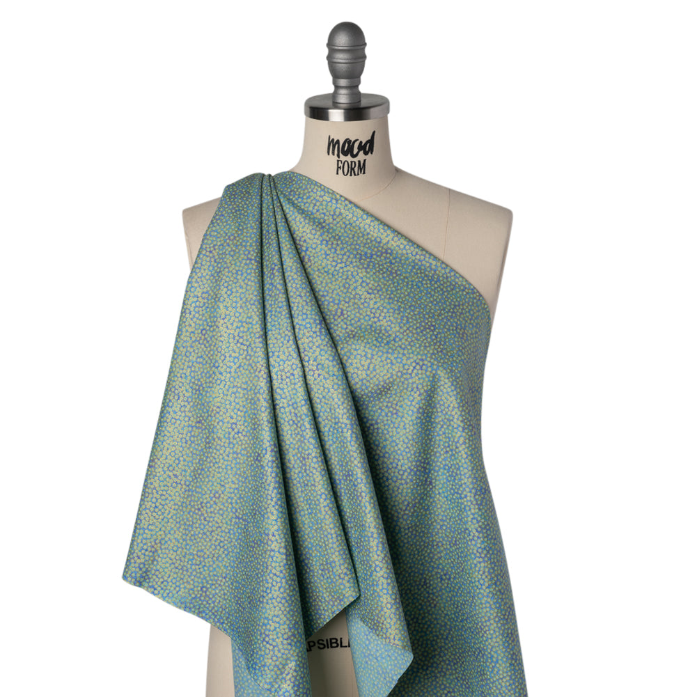 Metallic Printed Quilting Cotton by Northcott - Deep Sea Tiny Dots - Shimmer Collection Drape