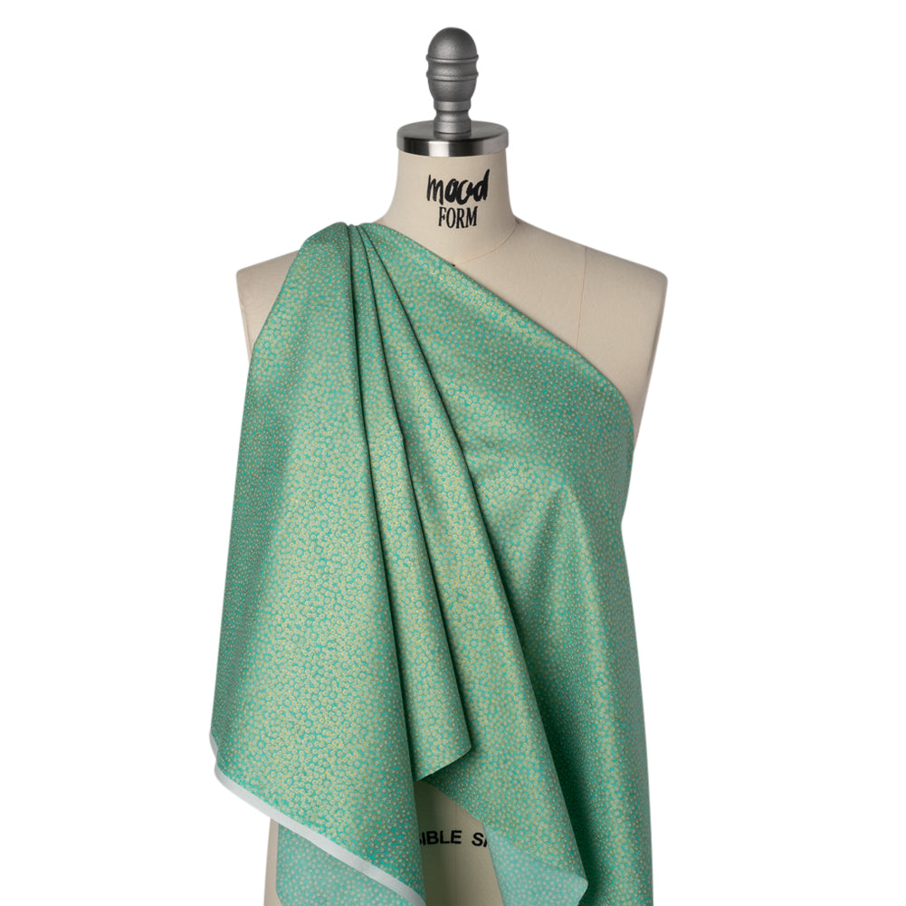 Metallic Printed Quilting Cotton by Northcott - Lagoon Tiny Dots - Shimmer Collection Drape