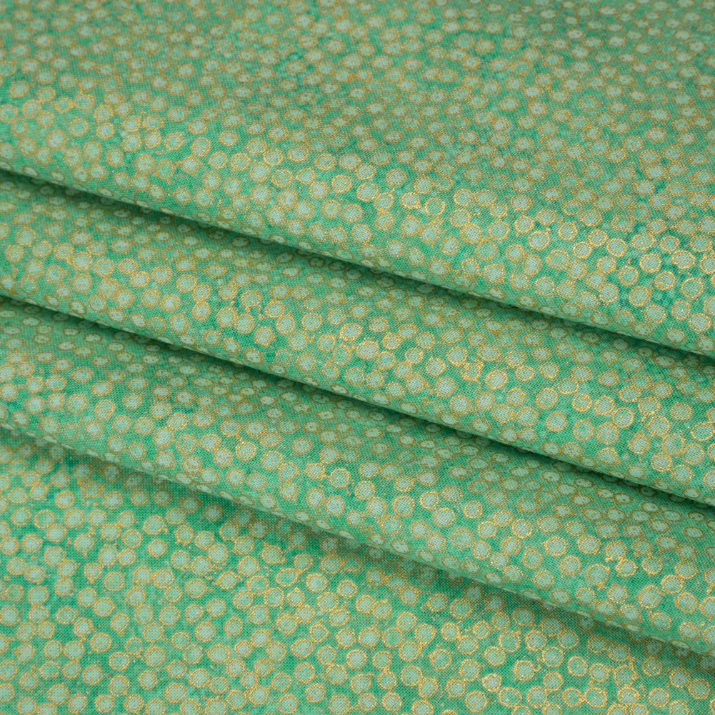 Metallic Printed Quilting Cotton by Northcott - Peacock Tiny Dots - Shimmer Collection Folded