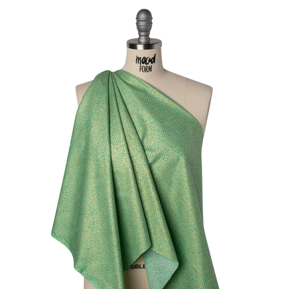 Metallic Printed Quilting Cotton by Northcott - Peacock Tiny Dots - Shimmer Collection Drape