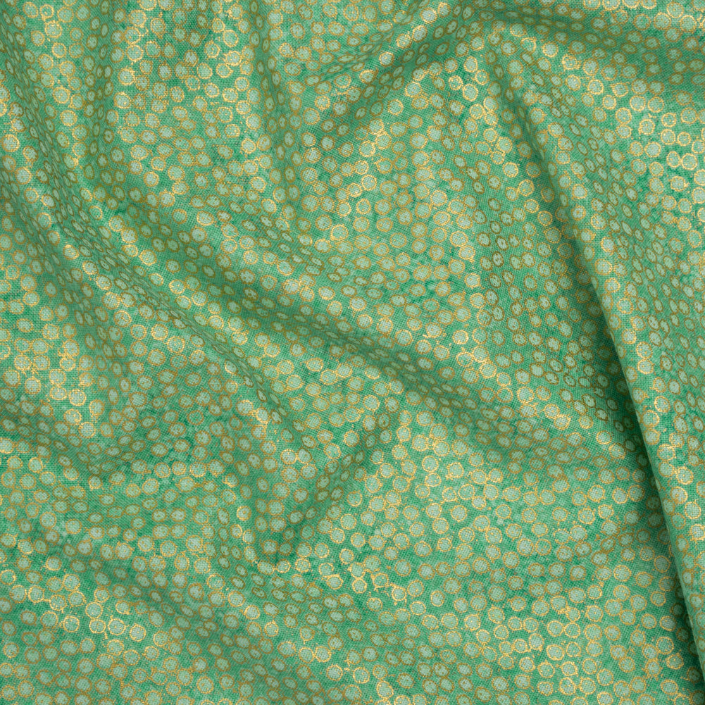 Metallic Printed Quilting Cotton by Northcott - Peacock Tiny Dots - Shimmer Collection