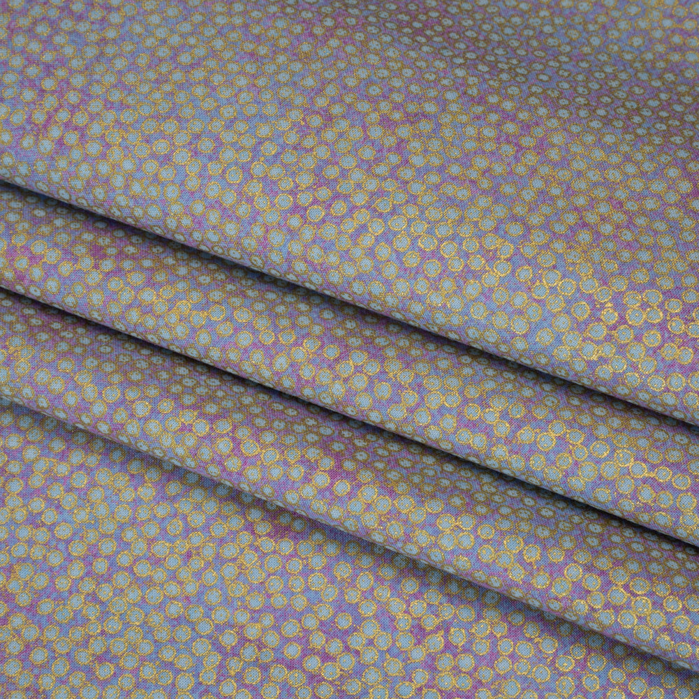 Metallic Printed Quilting Cotton by Northcott - Pansy Tiny Dots - Shimmer Collection Folded