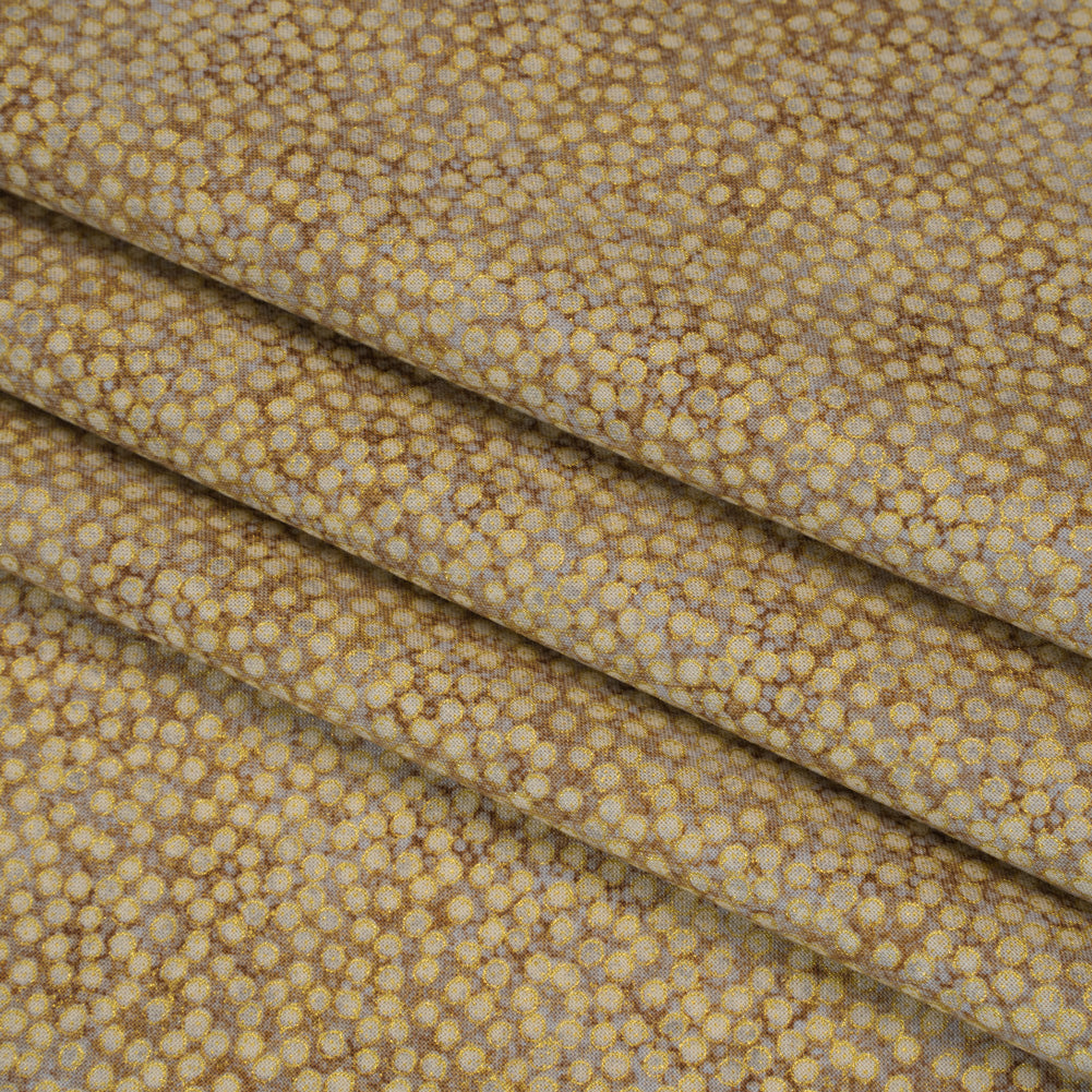 Metallic Printed Quilting Cotton by Northcott - Desert Sand Tiny Dots - Shimmer Collection Folded