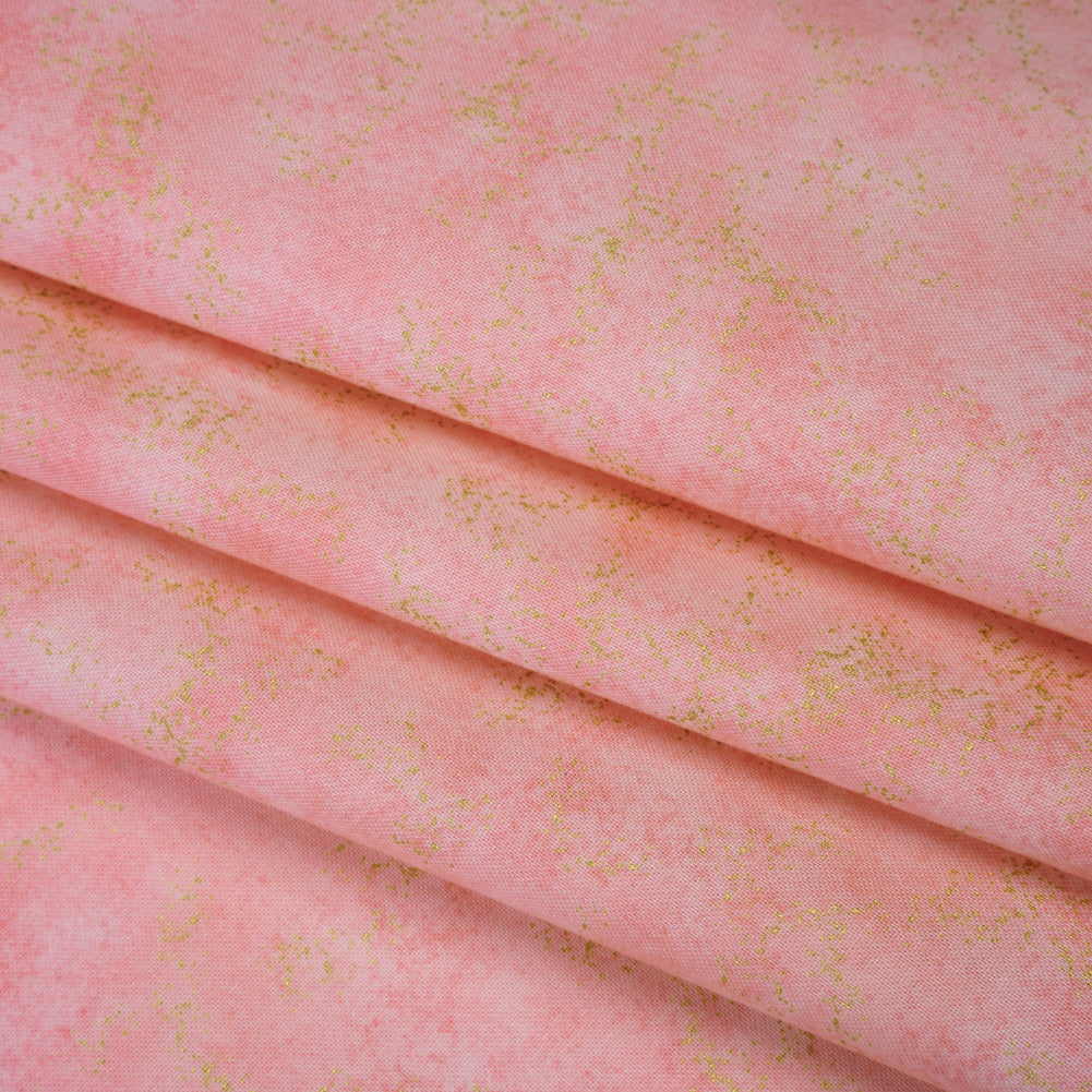 Metallic Printed Quilting Cotton by Northcott - Bubble Gum Speckle - Shimmer Collection Folded