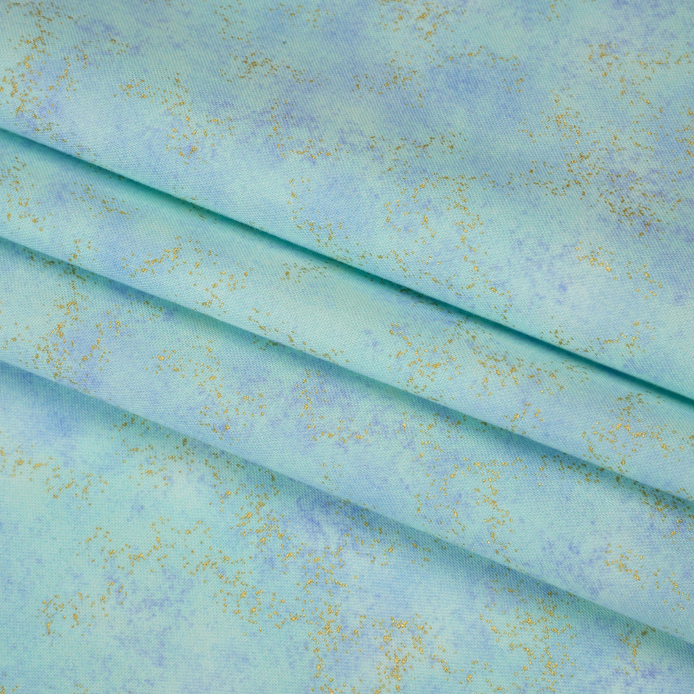 Metallic Printed Quilting Cotton by Northcott - Deep Sea Speckle - Shimmer Collection Folded