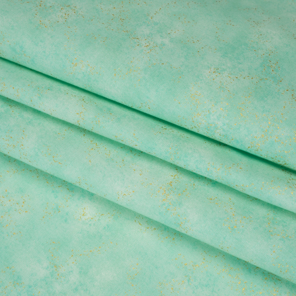 Metallic Printed Quilting Cotton by Northcott - Lagoon Speckle - Shimmer Collection Folded