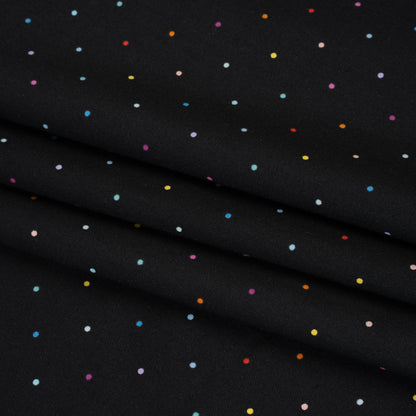 Printed Quilting Cotton by Ghazal Razavi for FIGO Studio - Black and Rainbow Ditsy Dots - Dusk Collection
