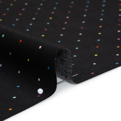 Printed Quilting Cotton by Ghazal Razavi for FIGO Studio - Black and Rainbow Ditsy Dots - Dusk Collection