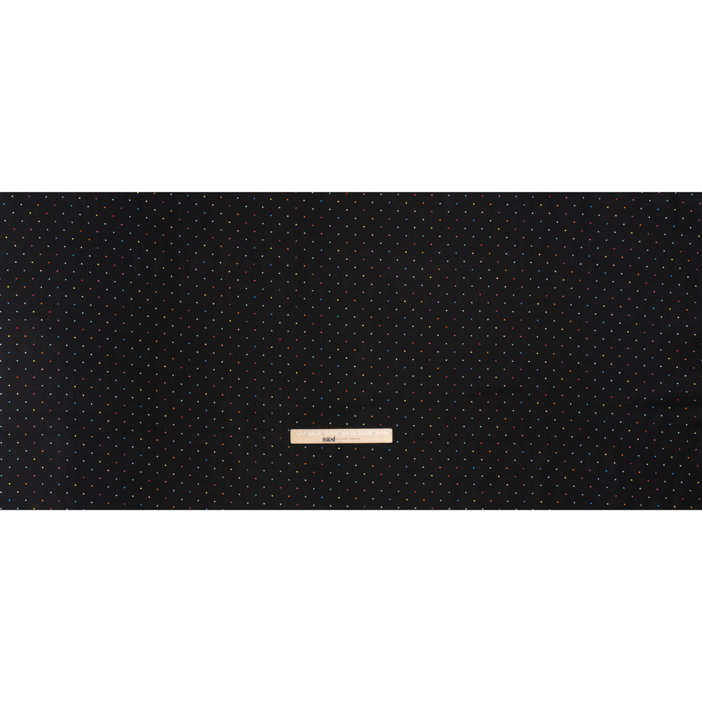 Printed Quilting Cotton by Ghazal Razavi for FIGO Studio - Black and Rainbow Ditsy Dots - Dusk Collection