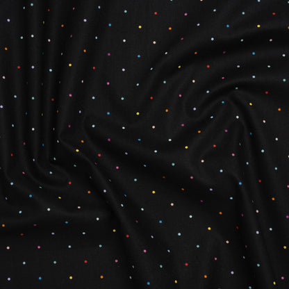 Printed Quilting Cotton by Ghazal Razavi for FIGO Studio - Black and Rainbow Ditsy Dots - Dusk Collection