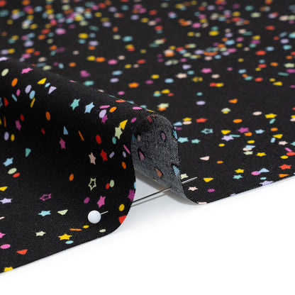 Printed Quilting Cotton by Ghazal Razavi for FIGO Studio - Black and Rainbow Sprinkles - Dusk Collection