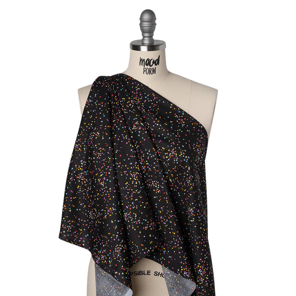 Printed Quilting Cotton by Ghazal Razavi for FIGO Studio - Black and Rainbow Sprinkles - Dusk Collection