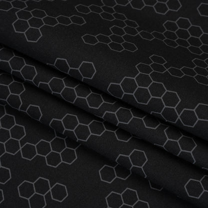 Printed Quilting Cotton by Ghazal Razavi for FIGO Studio - Black and Gray Hexies - Dusk Collection
