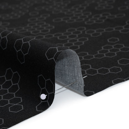 Printed Quilting Cotton by Ghazal Razavi for FIGO Studio - Black and Gray Hexies - Dusk Collection