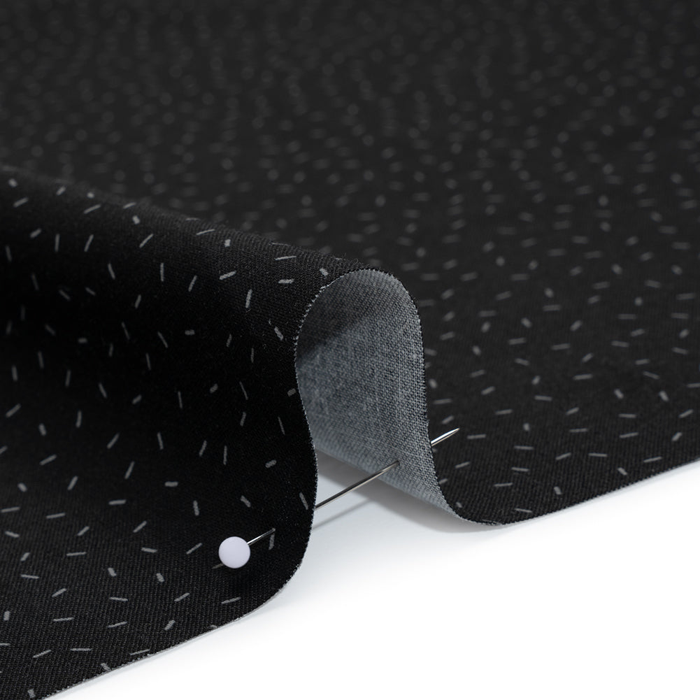 Printed Quilting Cotton by Ghazal Razavi for FIGO Studio - Black and Gray Dashes - Dusk Collection