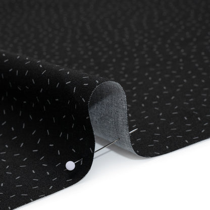 Printed Quilting Cotton by Ghazal Razavi for FIGO Studio - Black and Gray Dashes - Dusk Collection